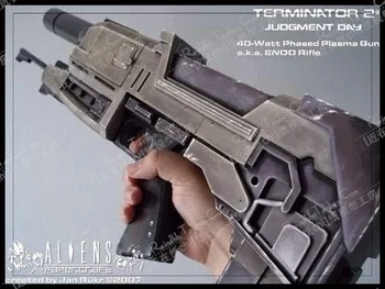 1: 1 ateşli silahlar Terminator 2 T2-T800 Lazer tüfek 3D kağıt modeli DIY