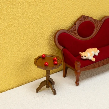 1: 12 Evcilik Minyatür Yuvarlak Dantel Masa Yan Sehpa Sehpa çay masası Mobilya Modeli Dekor Oyuncak Bebek Evi Aksesuarları