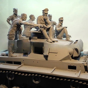 1:16 Die-cast Reçine Modeli Montaj Kiti Tankı Asker Tam Set (6 Kişi) Seti Boyasız Ücretsiz Kargo