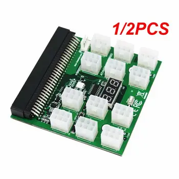 1/2 ADET LED Ekran PCIE 12V 64 Pin 12x6 Pin Güç Kaynağı Sunucu adaptör panosu HP 1200W için 750W PSU Sunucu GPU BTC