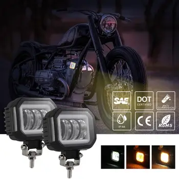 1 adet / 2 adet Motosiklet spot Led çalışma lambası 4 inç kare sürüş ışıkları su geçirmez dış spot