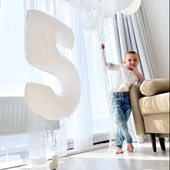 1 Adet 32 inç Beyaz Numarası 0-9 Alüminyum Film Şişme Balonlar Çocuklar Yetişkinler İçin Yıldönümü 1st Doğum Günü Partisi Dekor Malzemeleri