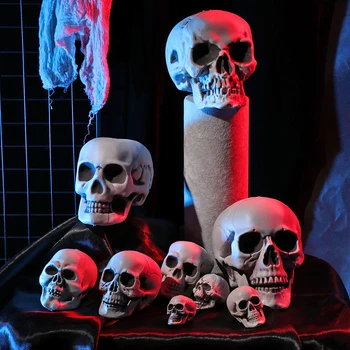 1 ADET Cadılar Bayramı Tarzı Tüm Boyut İskelet Kafatası Başkanı İnsan Fotoğraf Prop Ev Partisi Dekoru Oyun Malzemeleri Korkunç asılı dekorlar El Sanatları