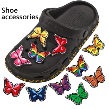 1 Adet Kelebek Ayakkabı Takılar Ayakkabı Dekorasyon Güzel Sevimli Aksesuarları Kadınlar Kızlar İçin Sandalet Terlik Renkli Pimleri Toplu