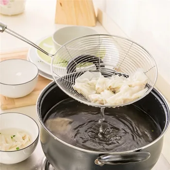 1 adet mutfak gereçleri Silikon Kolu yağdanlık Süzgeç Pota Skimmer Oval Ince Örgü Paslanmaz Çelik Gıda