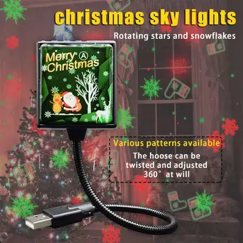 1 ADET Çatı yıldız ışığı 5v Tatil Aydınlatma Dönen Usb Portu Comkes Dinamik Noel Dekorasyon Lazerler Projektör Noel Desen