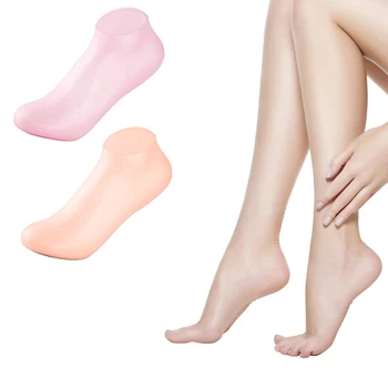 1 Çift İnce Silikon Çorap Ayak Bakımı Çorap Nemlendirici Silikon Jel Çorap Ayak Cilt Bakımı Koruyucuları Anti Çatlama Spa Ev Kullanımı