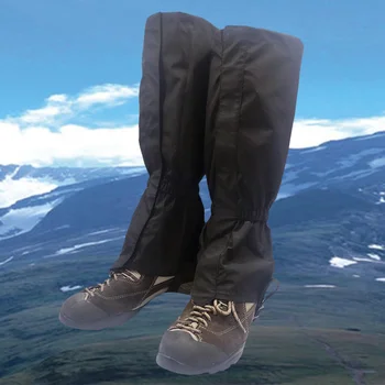 1 Çift Su Geçirmez Nefes Giyilebilir Açık Kayak Tırmanma Yürüyüş Kar Bacak Çorapları bot galoşları Koruyucuları (Siyah)