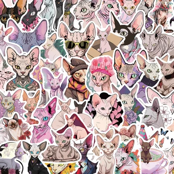 10/30/50 adet Komik Sevimli Sanat Sphynx Kedi Hayvan Çıkartmaları DIY Karikatür Çıkartması Dizüstü Bavul Telefonu Karalama Defteri Günlüğü dekorasyon çıkartması