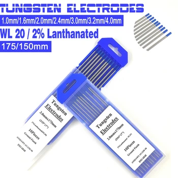 10 adet 150mm / 175mm 2 % Lanthanated WL20 Tungsten Elektrotlar TIG Kaynak Çubukları 1.0/1.6/2.0/2.4/3.0/3.2/4.0 mm Tıg Çubuklar