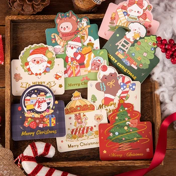 10 ADET Bronzlaşmaya Noel Tebrik Kartları Noel Baba Kardan Adam Hediye Kartları Noel Reeting Kartları Yeni Yıl 2024 Tarjeta De Navidad