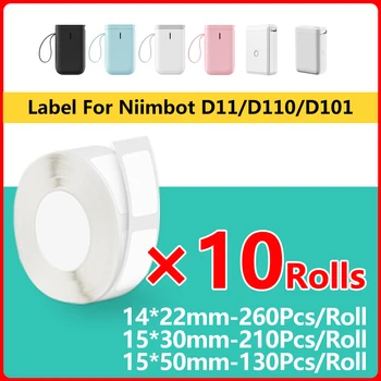10 Rulo Niimbot D110 D101 Mini Taşınabilir Termal Yazıcı Etiket Kağıdı Yapışkanlı Etiket Beyaz Anti-yağ D110 Su Geçirmez Bant