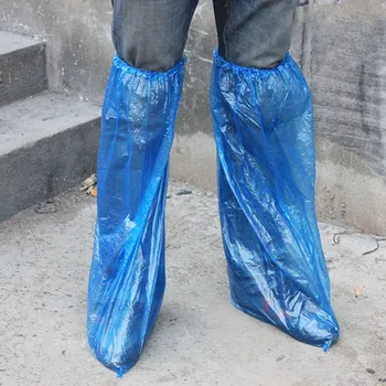 10 çift Tek Kullanımlık PE Ayakkabı Kapakları Plastik Su Geçirmez Ev Kapalı Toz Geçirmez Ve Yağmur Suyu Yüksek Top Çizme Ayakkabı Toz Kapakları