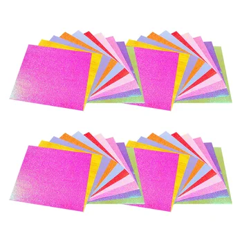 100 Adet İnci Glitter Origami Katlanır Kağıt Renk Çocuklar için kraft el işi kağıtları ve El Sanatları Malzemeleri Konfeti