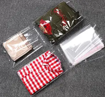100 Adet Temizle Giyim Çanta Öz Mühür plastik poşetler Düğün Parti Opp hediye çantası Yapışkanlı Çanta T-Shirt ve Giysi için