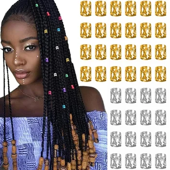 100 adet Çok Renkli Kirli Saç Tokası Dreadlock Örgü Yüzük Saç Takı Kadınlar Kız için Ayarlanabilir Saç Örgü Yüzük Manşet Klip Tüp