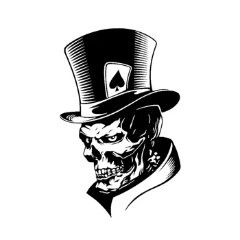11 * 18CM Güzel Joker iskelet Kafatası İskambil Kartları Poker Canavar Şapka Araba Sticker KK Vinil Araba Aksesuarları