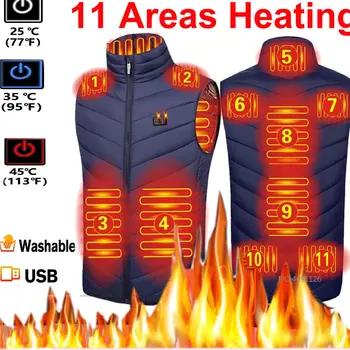 11 Alanlar ısıtmalı yelek erkekler için ısıtma ceket erkek kadın kış ceket elektrikli Usb ısıtıcı taktik termal vücut ısıtıcı erkekler ceket