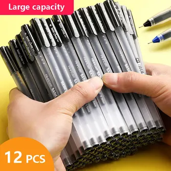 12 Adet Kutu Jel kalemler Büyük Kapasiteli Hiçbir Dolum Kırtasiye Güzel nokta 0.5 mm Mavi tükenmez okul için kalem ofis yazma
