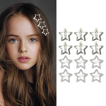 12 ADET Kızlar Gümüş Renk saç tokası Metal Yıldız Saç Tokası Balo Parti Giyim Dropship