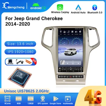13.6 inç Jeep Grand Cherokee 2014-2020 İçin Araba Multimedya Video Oynatıcı Radyo GPS Navigasyon Android 12 8 + 128G Carplay Otomatik 4G
