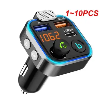 1~10 ADET Araba Bluetooth 5.0 FM Verici Ses Adaptörü Bir Anahtar Bas Mp3 Çalar Büyük Mikrofon USB Müzik Çalma QC3. 0 PD20W Hızlı