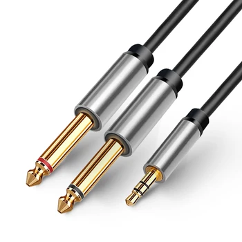 2 adet 3.5 çift 6.5 ses kablosu bire iki bağlantı kablosu erkek devrim iki kanallı dönüşüm kablosu
