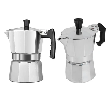 2 Adet Alüminyum İtalyan Soba Üst / Moka Espresso Kahve Makinesi / Percolator Pot Aracı, 50 Ml & 150 Ml Gümüş
