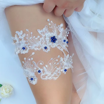 2 Adet Gelin Jartiyer Beyaz Nakış Çiçek Bacak Döngüler Seksi Jartiyer Bacak Sapanlar Kadın/Gelin Düğün Dantel Bacak Döngüler uyluk
