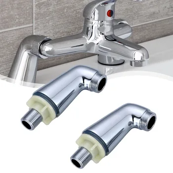 2 Adet musluk bataryası Bacaklar Krom Güverte Üstü Banyo Dolgu Duş Musluk Bacaklar Adaptörü Uzatma Banyo lavabo Musluk Parçaları