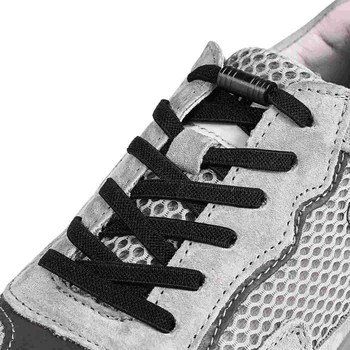 2 Çift Ayakkabı Bağcıkları Elastik Ayakkabı Bağcıkları Tokaları ile Spor ayakkabı Ayakkabı spor ayakkabı Botları (Siyah)