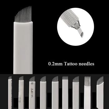 20 adet Kalıcı Makyaj Dövme İğneler 0.2 mm Kaş Bıçağı 3D Nakış Microblading Dövme Manuel Kalem Araçları PMU Aksesuarları