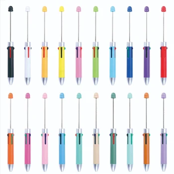 20 adet Yeni 4 renkli Dolum Boncuklu Tükenmez Kalem DIY Okunabilir Kalemler Öğrenci Kırtasiye Plastik Hediye Kalem Okul ofis kalemi Malzemeleri