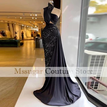2021 Yeni Siyah Mermaid balo kıyafetleri Aplikler Boncuk Sequins kutlama elbiseleri robe de soirée de mariage