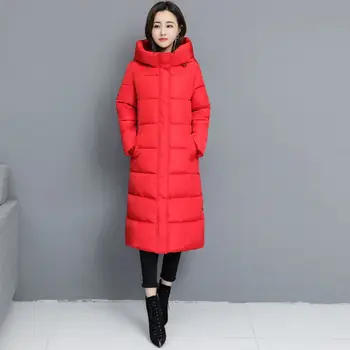 2023 Kış Yeni Kore Fit Moda Pamuk Ceket Diz Kalınlaşmış Uzun Pamuklu Ceket