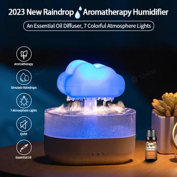 2023 Yağmur Bulutu Nemlendirici Yağmur Damlası Nemlendirici H2O Hava Nemlendirici, AROMA YAYICI uçucu yağ Aromaterapi Difüzör Ev için