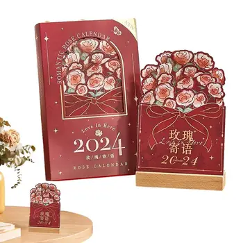 2024 Masa takvimi Sevimli Zarif Çiçek Takvimi Yaratıcı Masa Takvimi Tatil Hediye Masası Dekorasyon Çiçek Yatak Odası Oturma Odası İçin