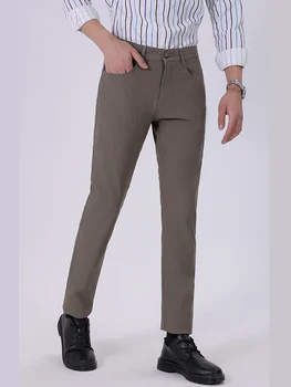 2024 Rahat Pantolon erkek dört mevsim yeni gevşek düz üst sınıf moda iş gri elastik