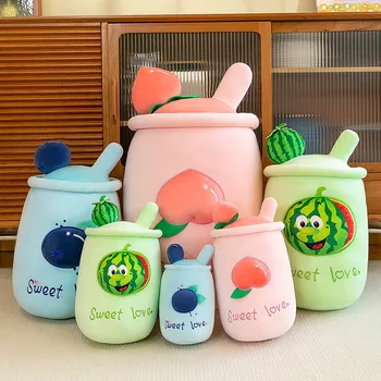 24-70cm Kawaii Meyve Süt Çay peluş oyuncaklar Pembe ve Mavi ve Yeşil Doldurulmuş İçecek Yumuşak Bebek Sevimli Yastık Parti Roman Hediyeler Çocuklar için Bebek