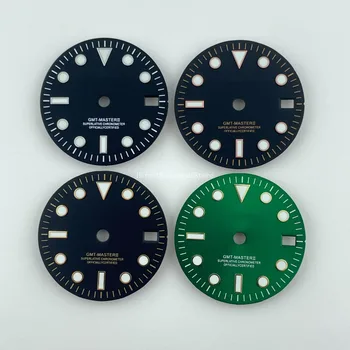 28.5 mm GMT ALT Yeşil Kızdırma NH34 kadranlı saat aksesuarı özel saat