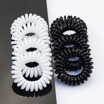 3.5 cm Yeni Moda Elastik Saç lastik bantlar Siyah Beyaz Şeffaf Telefon Kablosu Kızlar Kravat Sakız At Kuyruğu Aksesuarları