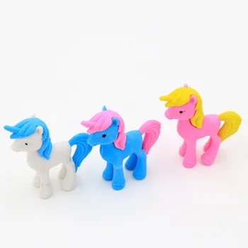 3 adet Karikatürler Unicorn Pony kurşun kalem silgisi Öğrenci Yaratıcı Yenilik Çocuklar Kauçuk Kırtasiye Promosyon Silgi Ofis Okul Malzemeleri