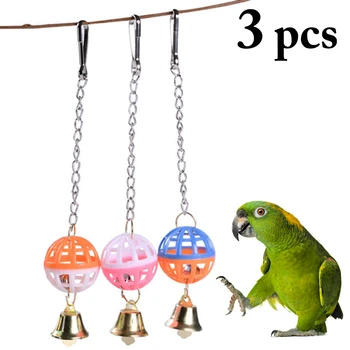 3 ADET Çift Renk Çan Kuş Oyuncaklar Yaratıcı Komik Çan Kuş Çiğnemek Oyuncak Kafesi Asılı Oyuncak Papağan Pet Kuş Eğitim Malzemeleri