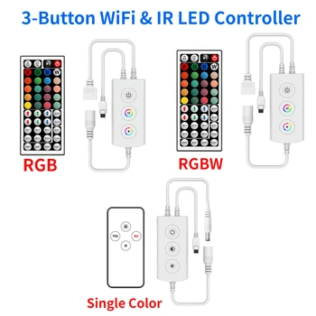 3 Düğmeli WıFı ve IR CV LED Kontrol Dimmer Seti (Tuya App) IR Uzaktan Kumanda 5M Tek Renk / RGB / RGBW LED Şerit 5-24V DC