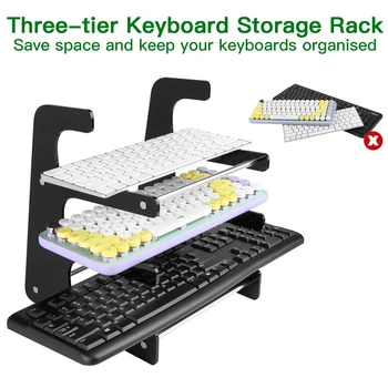 3 Katmanlı Klavye Tutucu Standı Klavye Rafı Akrilik Standı Depolama için Üç Mekanik Klavye
