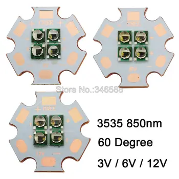 3 V / 6 V / 12 V 3535 4 Cips 4-LEDs Kızılötesi IR 850nm 60 Derece Yüksek Güç LED Verici 20mm Bakır PCB