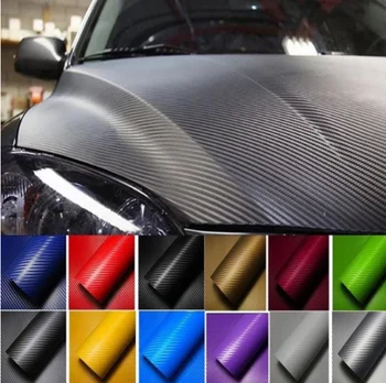 30CM*1/2/3/4/5/6 / 8M 3D Karbon Fiber Araba etiket rulosu streç film DIY Araba Motosiklet Styling Dekorasyon Vinil Renkli Çıkartma