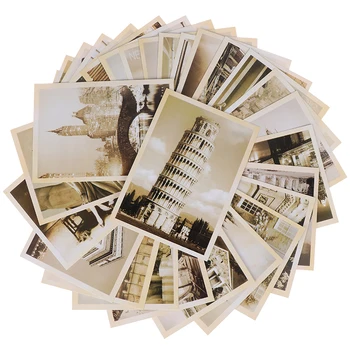 32 adet seyahat kartpostal vintage manzara bina fotoğraf resim posteri kartpostallar