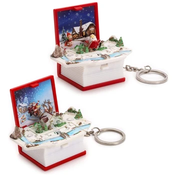 3D Mini Noel Noel Baba Anahtarlıklar Kat Kitap Anahtarlık Kolye Anahtarlık Çocuk Doğum Günü noel hediyesi Sırt Çantası Anahtarlık
