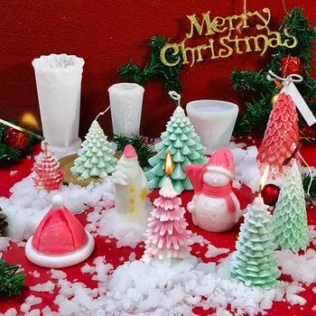 3D Noel Ağacı Mum silikon kalıp Noel Çam kalıpları Mum Yapımı DIY Kek Sabun Malzemeleri Noel Partisi için Ev Dekorları